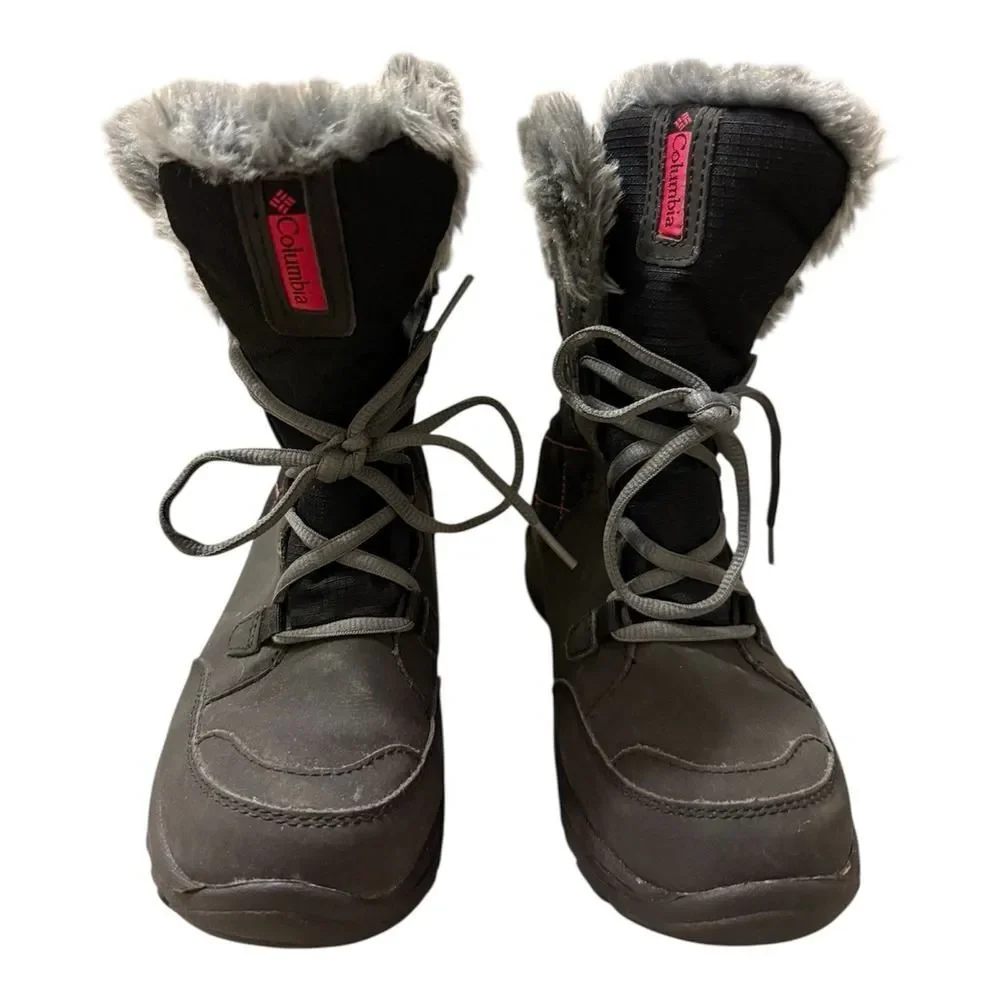 Columbia Waterproof Fur Lined Ice Maiden Youth Gray Winter Boots. Sz 4